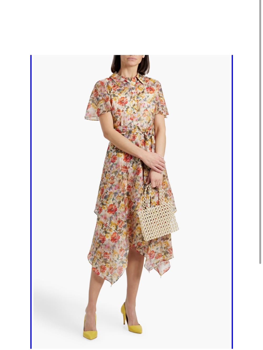 Mikael Aghal Belted Floral Print Voile Shirt Midi Dress Size 12